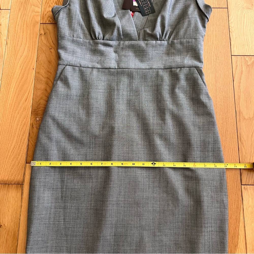Ted Baker Women's Eliova Gray Wool Dogtooth Sleeveless V-Neck Dress Size 8 - Picture 6 of 13